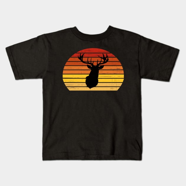 Retro Sunsets and Deer Antlers - PanfurWare LLC Kids T-Shirt by panfurwarellc